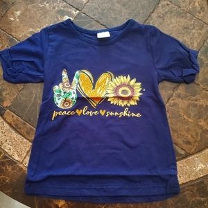 Peace love sunshine blue short sleeve shirt NEW